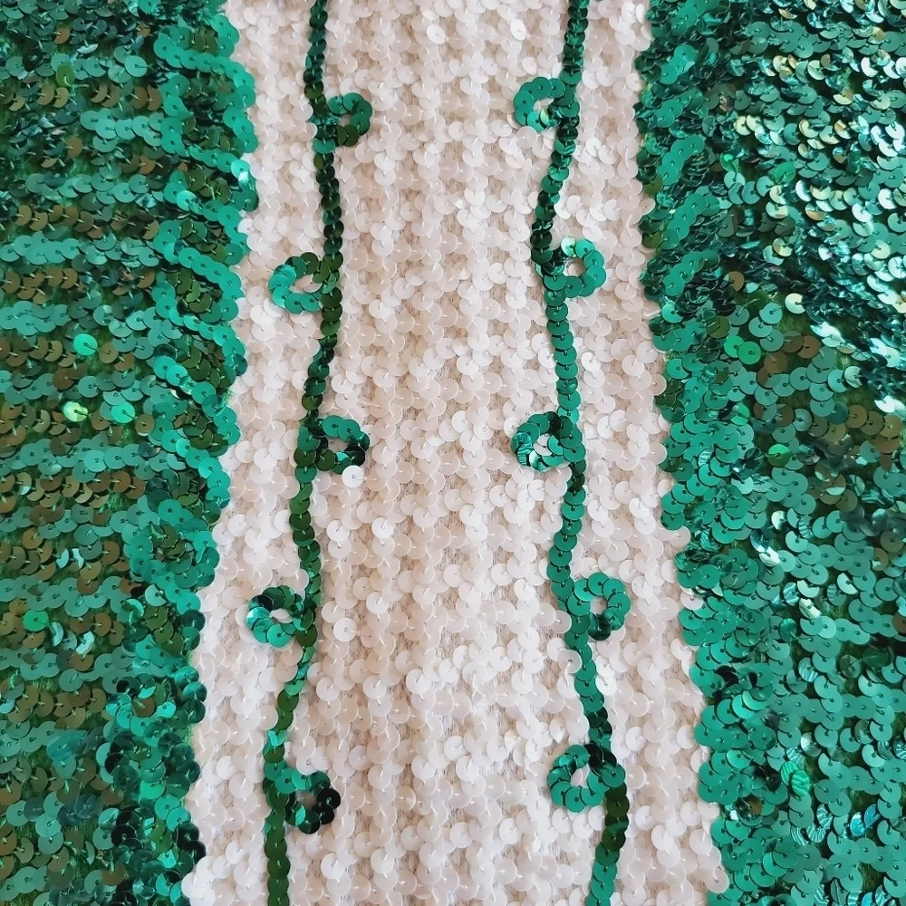 7310 * Algy Vintage Sequin Majorette Leotard Green White 1960s Size Unknown - Picture 10 of 11